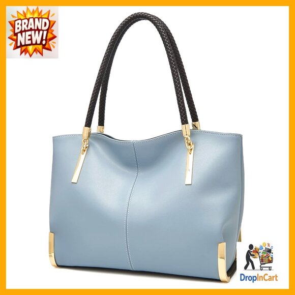Large Leather Tote Bag Minimalist Design Gold Hardware Top Handle Hobo